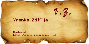 Vranka Zója névjegykártya
